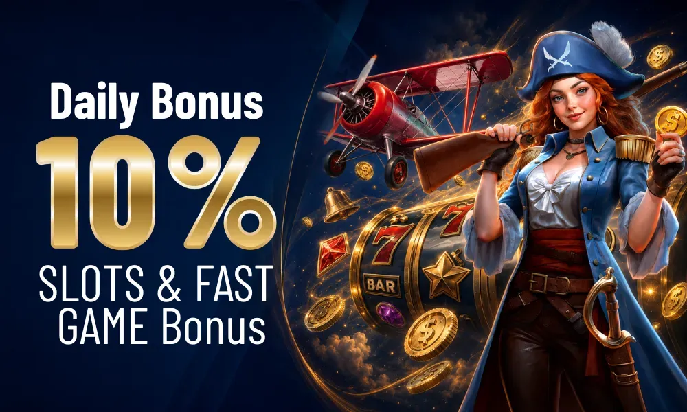 FW8 Nepal 10% daily slots and fast game bonus banner