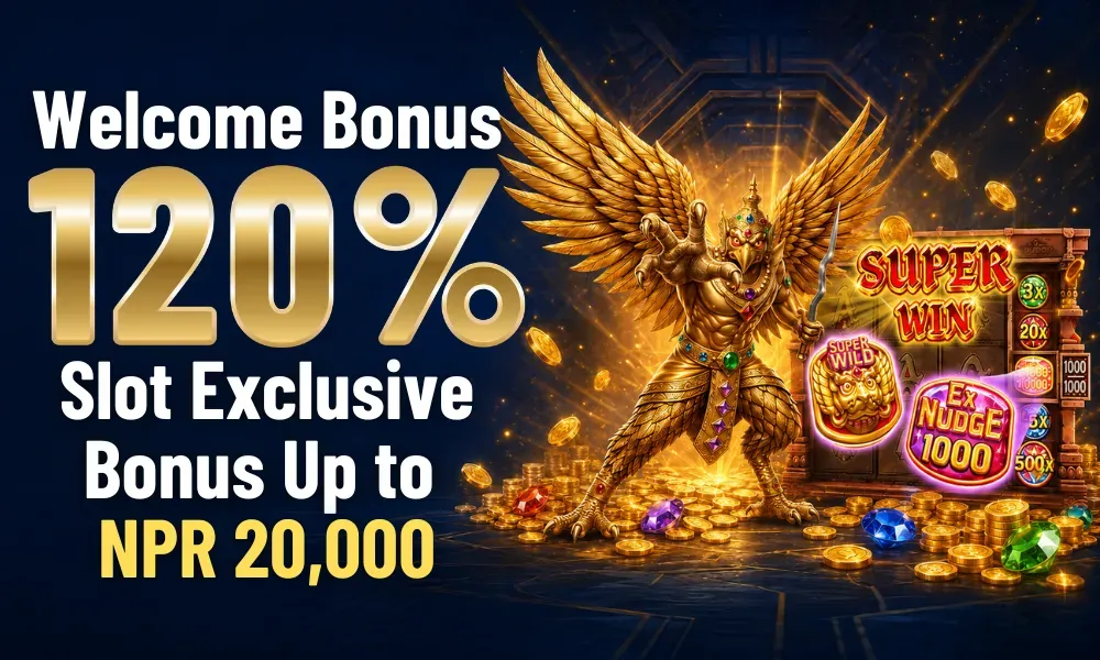 FW8 Nepal 120% slots welcome bonus up to NPR 20,000 banner