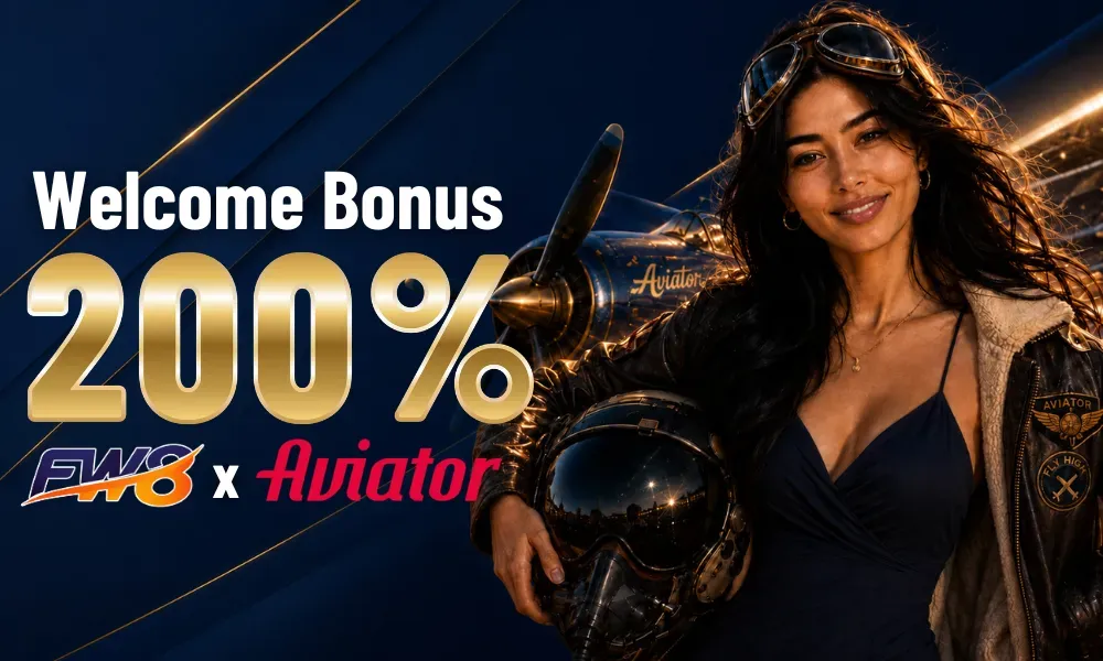 FW8 Nepal 200% Spribe Aviator welcome bonus banner