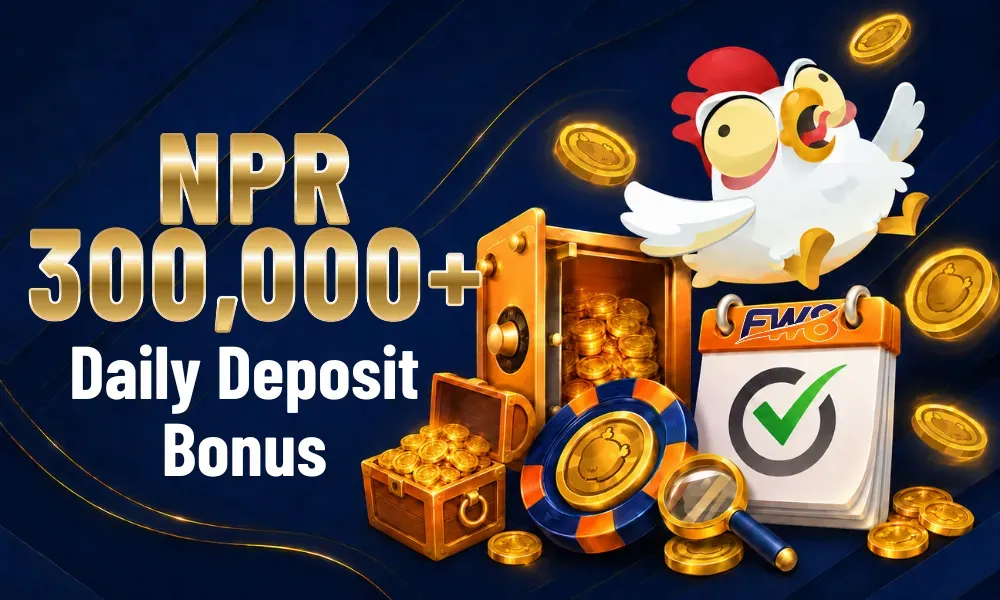 FW8 Nepal NPR 300,000 daily deposit bonus pool banner