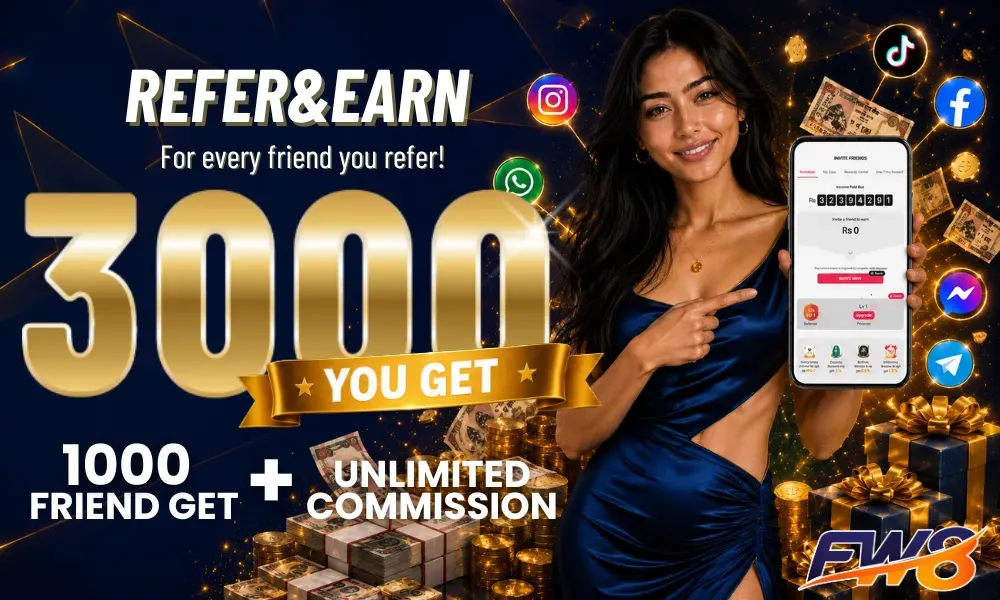 FW8 Nepal refer and earn NPR 3,000 plus unlimited lifetime commission bonus banner