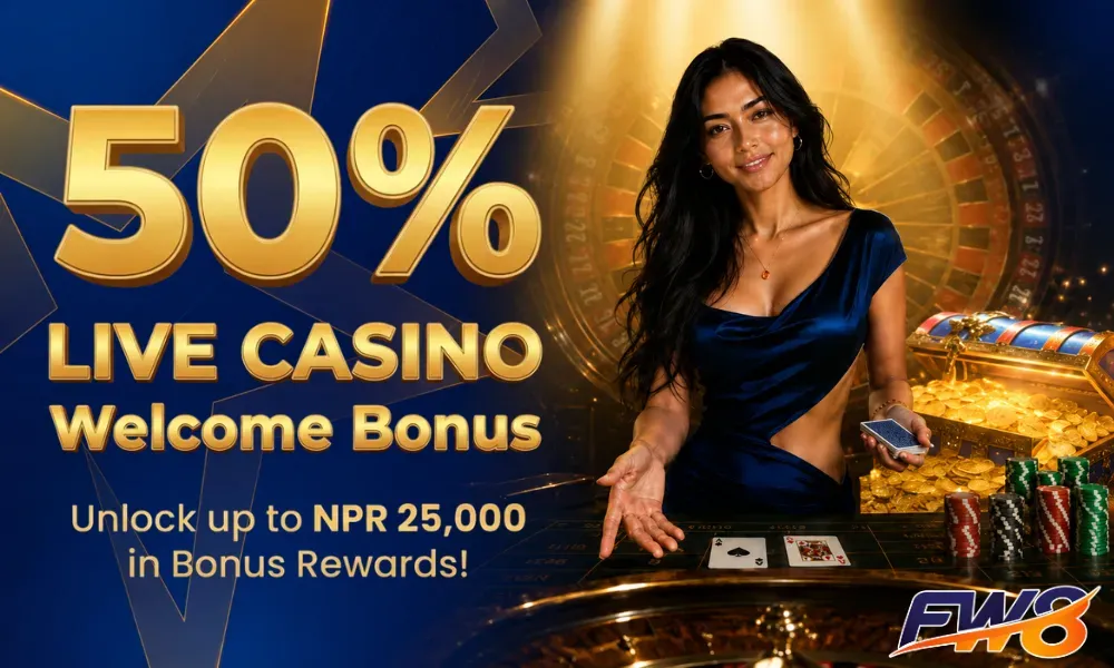50% Live Casino Welcome Bonus at FW8