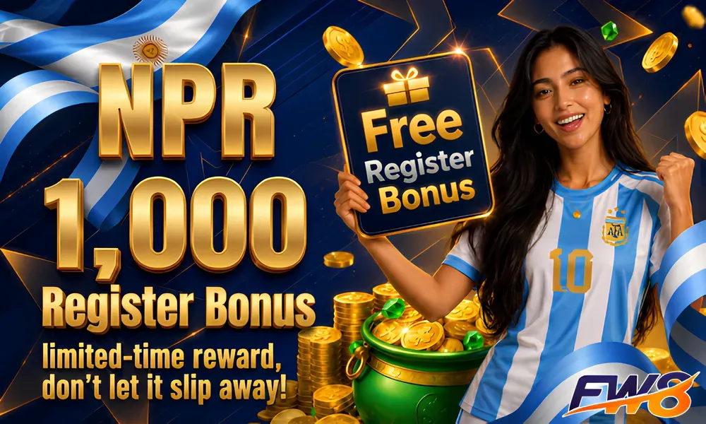 NPR 1000 Register Welcome Bonus at FW8 Casino Nepal
