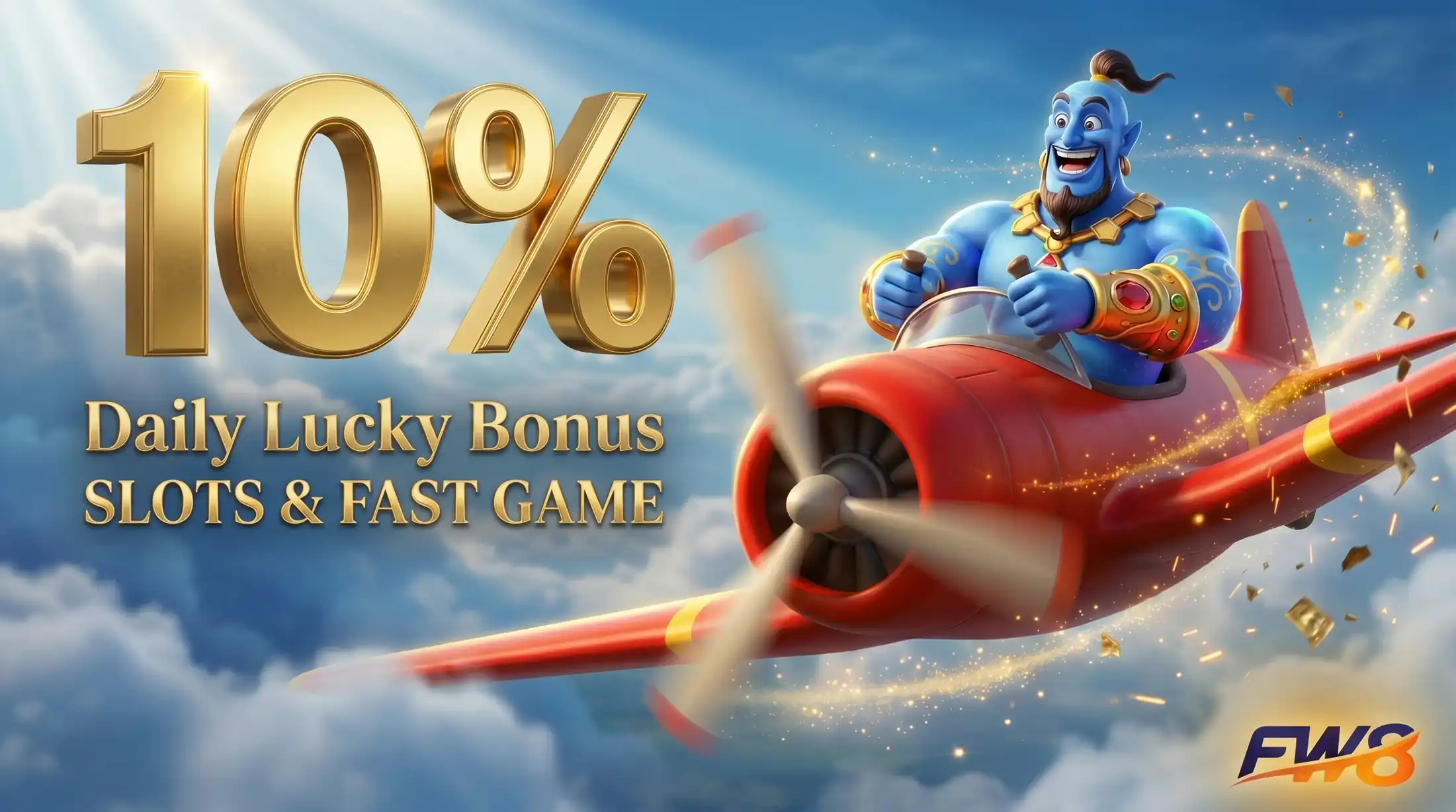 10% Daily Lucky Bonus for Slots and Fast Game at FW8