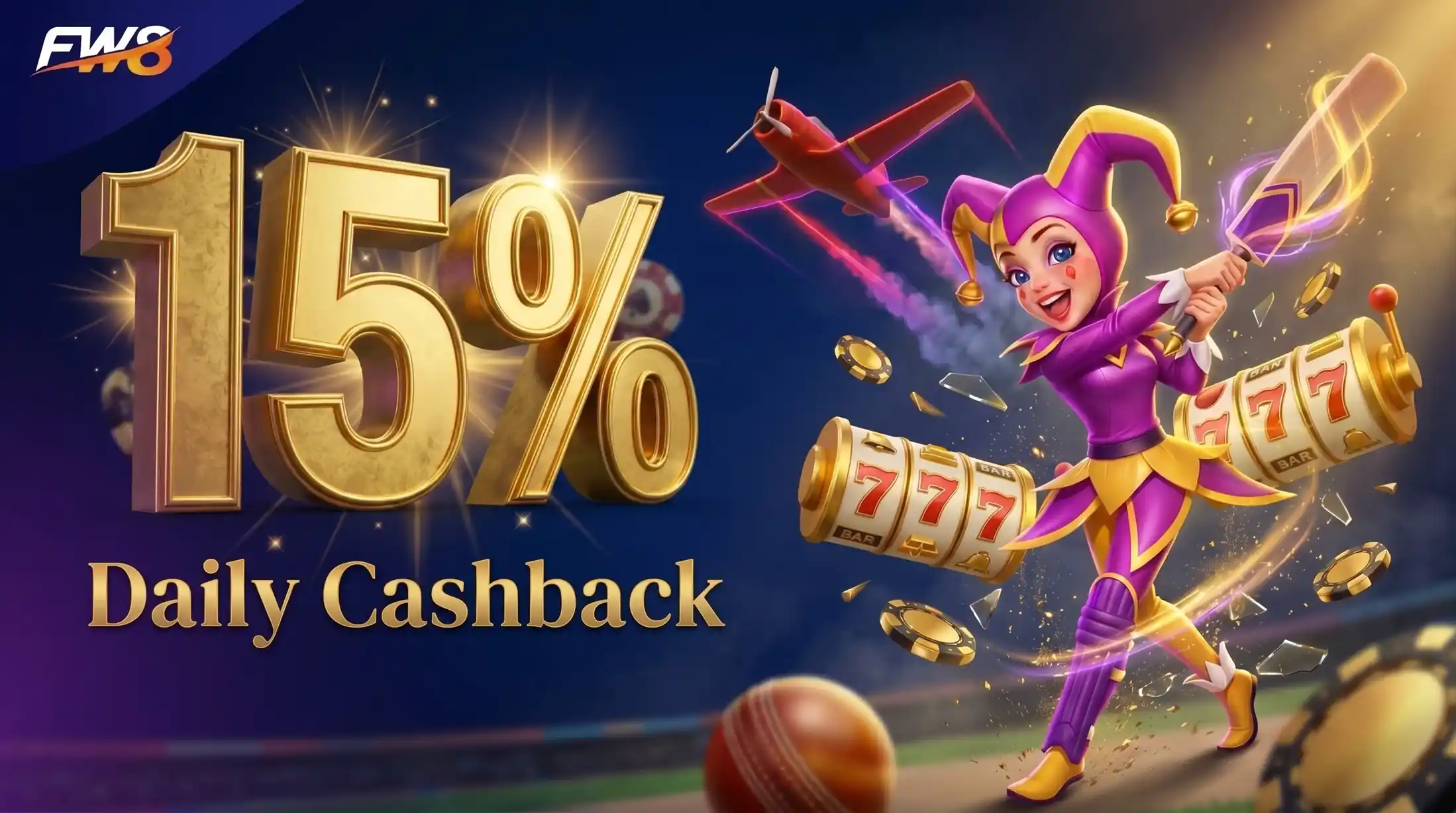 15% Daily Cashback Bonus at FW8 Casino