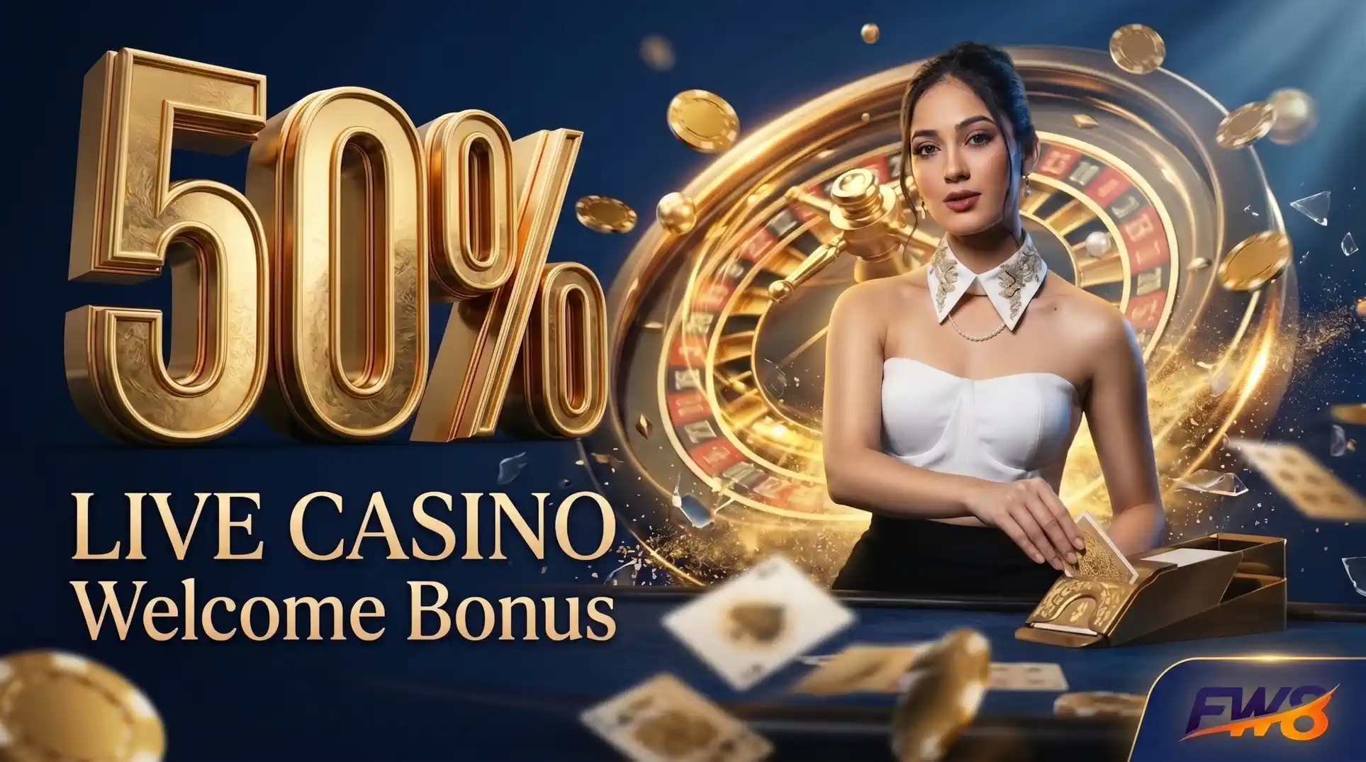 50% Live Casino Welcome Bonus at FW8