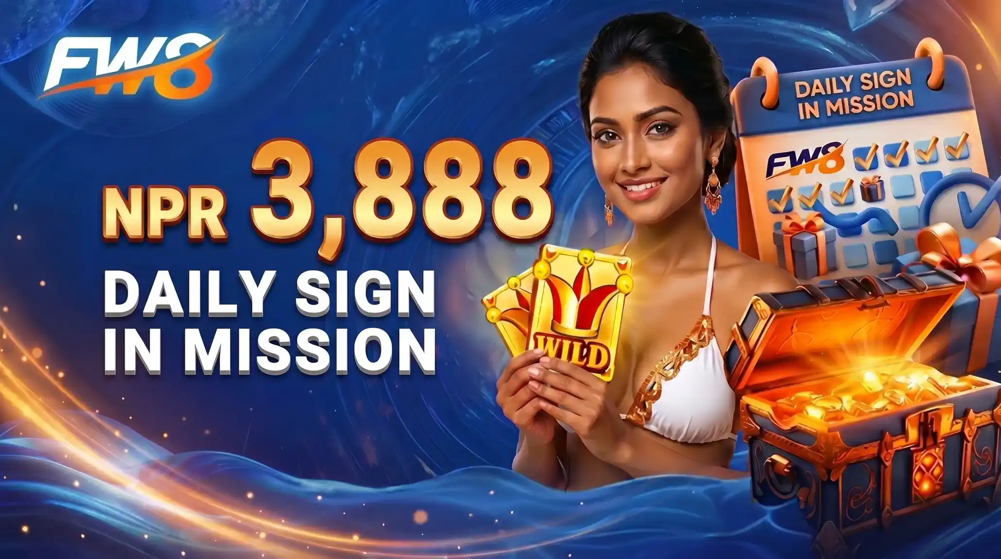 NPR 3888 Daily Sign-In Mission Bonus at FW8 Casino